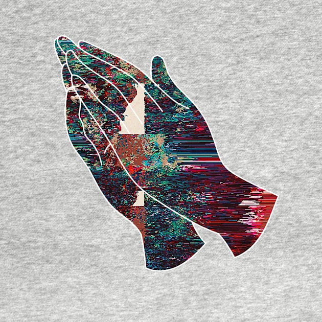 Glitch Art Praying Hands Abstract by raspberry-tea